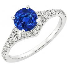 Afbeelding in Gallery-weergave laden, 4.35 Ct Prong Set Ceylon Sapphire Diamonds Ring Witgoud
