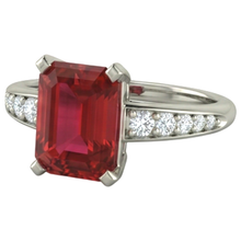 Afbeelding in Gallery-weergave laden, echte round robijn 4.35karaat ring close-up detail

