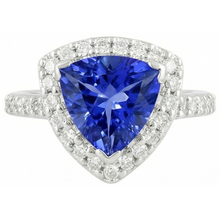 Afbeelding in Gallery-weergave laden, echte trillion diamant 4.45karaat ring zijaanzicht
