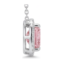 Afbeelding in Gallery-weergave laden, Roze diamanten ketting 4,5 karaat labgekweekt radiant Halo pavé kathedraal hanger 14K Witgoud
