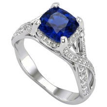 Afbeelding in Gallery-weergave laden, 4.50 karaat Sri Lankaanse saffier met Natuurlijke echte diamanten ( niet in een laboratorium gekweekt ) ring wit goud 14K
