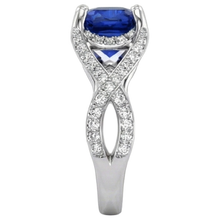 Afbeelding in Gallery-weergave laden, 4.50 karaat Sri Lankaanse saffier met Natuurlijke echte diamanten ( niet in een laboratorium gekweekt ) ring wit goud 14K
