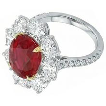 Afbeelding in Gallery-weergave laden, 4.50 karaat rode robijn met Natuurlijke echte diamanten ( niet in een laboratorium gekweekt ) ring bloem stijl sieraden nieuw
