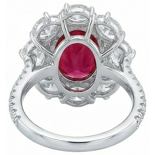 Afbeelding in Gallery-weergave laden, 4.50 karaat rode robijn met Natuurlijke echte diamanten ( niet in een laboratorium gekweekt ) ring bloem stijl sieraden nieuw
