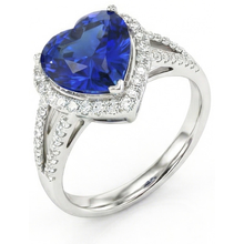 Afbeelding in Gallery-weergave laden, 4.60 Karaat Ceylon Blauwe Saffier Natuurlijke uit de aarde gewonnen Diamanten Ring Witgoud 14K
