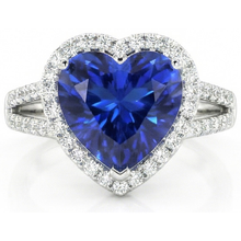 Afbeelding in Gallery-weergave laden, 4.60 Karaat Ceylon Blauwe Saffier Natuurlijke uit de aarde gewonnen Diamanten Ring Witgoud 14K
