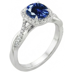 4.65 karaat ovale Ceylon blauwe saffier Natuurlijke echte diamanten ( niet in een laboratorium gekweekt ) trouwring
