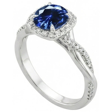 Afbeelding in Gallery-weergave laden, 4.65 karaat ovale Ceylon blauwe saffier Natuurlijke echte diamanten ( niet in een laboratorium gekweekt ) trouwring
