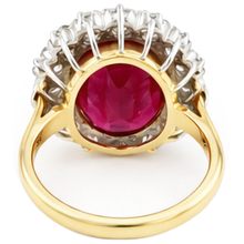 Afbeelding in Gallery-weergave laden, echte round robijn 4.70karaat ring met diamantaccenten
