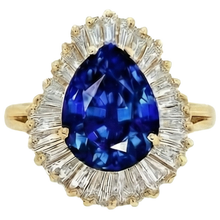 Afbeelding in Gallery-weergave laden, echte baguette saffier 4.71karaat ring close-up detail
