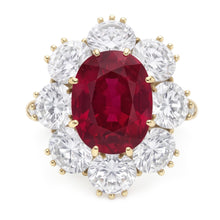 Afbeelding in Gallery-weergave laden, 4.75 Ct Rode Saffier Met Diamanten Trouwring Wit Goud 14K
