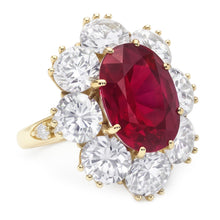 Afbeelding in Gallery-weergave laden, 4.75 Ct Rode Saffier Met Diamanten Trouwring Wit Goud 14K
