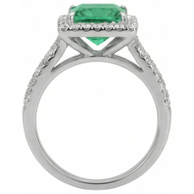 Afbeelding in Gallery-weergave laden, 4.75 ct. Prinses geslepen groene smaragd Natuurlijke echte diamanten ( niet in een laboratorium gekweekt ) ring WG 14K sieraden

