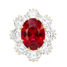 Afbeelding in Gallery-weergave laden, 4.75 ct natuurlijke robijn met Natuurlijke echte diamanten ( niet in een laboratorium gekweekt ) ring geel goud 14k

