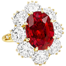 Afbeelding in Gallery-weergave laden, 4.75 ct natuurlijke robijn met Natuurlijke echte diamanten ( niet in een laboratorium gekweekt ) ring geel goud 14k
