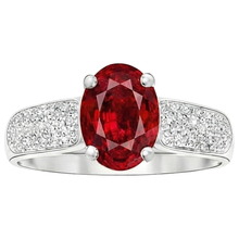 Afbeelding in Gallery-weergave laden, 4.80 Karaat Robijn Met Diamanten Ring Wit Goud 14K
