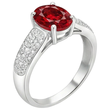 Afbeelding in Gallery-weergave laden, 4.80 Karaat Robijn Met Diamanten Ring Wit Goud 14K
