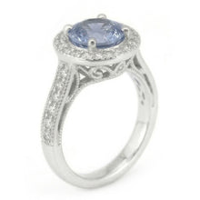 Afbeelding in Gallery-weergave laden, 4.86 Karaat Rond Geslepen Ceylonese Saffier Natuurlijke uit de aarde gewonnen Diamanten Ring Witgoud 14K
