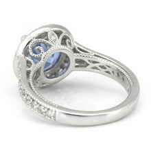 Afbeelding in Gallery-weergave laden, 4.86 Karaat Rond Geslepen Ceylonese Saffier Natuurlijke uit de aarde gewonnen Diamanten Ring Witgoud 14K

