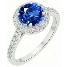 Afbeelding in Gallery-weergave laden, 4 ct Ceylon saffier en Natuurlijke echte diamanten ( niet in een laboratorium gekweekt ) ring wit goud 14k
