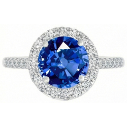 4 ct Ceylon saffier en Natuurlijke echte diamanten ( niet in een laboratorium gekweekt ) ring wit goud 14k