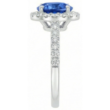 Afbeelding in Gallery-weergave laden, 4 ct Ceylon saffier en Natuurlijke echte diamanten ( niet in een laboratorium gekweekt ) ring wit goud 14k
