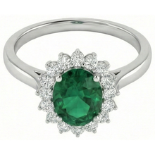 Afbeelding in Gallery-weergave laden, 4 ct. Solitaire met accent groene smaragd en Natuurlijke echte diamanten ( niet in een laboratorium gekweekt ) ring wit goud 14K
