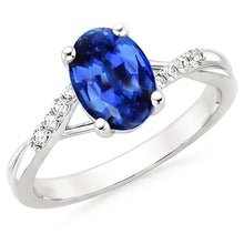 Afbeelding in Gallery-weergave laden, 4 ct Sri Lanka blauwe saffier en Natuurlijke echte diamanten ( niet in een laboratorium gekweekt ) ring wit goud 14k
