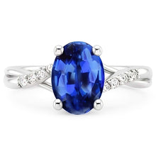 Afbeelding in Gallery-weergave laden, 4 ct Sri Lanka blauwe saffier en Natuurlijke echte diamanten ( niet in een laboratorium gekweekt ) ring wit goud 14k
