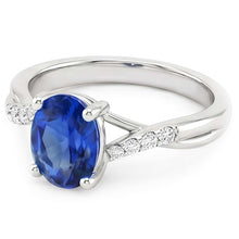 Afbeelding in Gallery-weergave laden, 4 ct Sri Lanka blauwe saffier en Natuurlijke echte diamanten ( niet in een laboratorium gekweekt ) ring wit goud 14k
