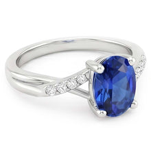 Afbeelding in Gallery-weergave laden, 4 ct Sri Lanka blauwe saffier en Natuurlijke echte diamanten ( niet in een laboratorium gekweekt ) ring wit goud 14k
