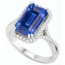 Afbeelding in Gallery-weergave laden, 4 karaat Halo Emerald Sri Lankaanse saffier &amp; Natuurlijke echte diamant ( niet in het laboratorium gekweekt )en ring goud
