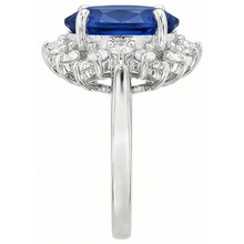Afbeelding in Gallery-weergave laden, 4 karaat Sri Lanka saffier ronde Natuurlijke echte diamanten ( niet in een laboratorium gekweekt ) verlovingsring goud 14K
