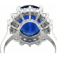 Afbeelding in Gallery-weergave laden, 4 karaat Sri Lanka saffier ronde Natuurlijke echte diamanten ( niet in een laboratorium gekweekt ) verlovingsring goud 14K
