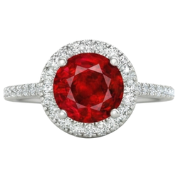 4 karaat griffenset robijn met Natuurlijke echte diamanten ( niet in een laboratorium gekweekt ) ring 14K witgoud