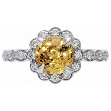 Afbeelding in Gallery-weergave laden, 4 kt gele saffier en Natuurlijke echte diamanten ( niet in een laboratorium gekweekt ) ring wit goud 14k
