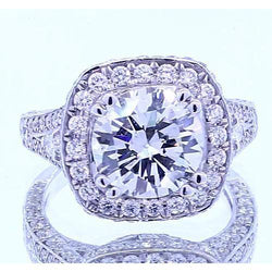 4.50 Karaat Natuurlijke uit de aarde gewonnen Diamant Ronde Halo Ring Witgoud 14K
