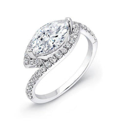 4,50 Karaat Marquise Halo en Ronde Natuurlijke uit de aarde gewonnen Diamanten Jubileumring Dames