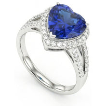 Afbeelding in Gallery-weergave laden, 4.60 Karaat Ceylon Blauwe Saffier Natuurlijke uit de aarde gewonnen Diamanten Ring Witgoud 14K
