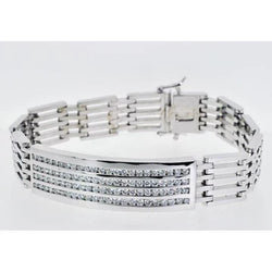 4.60 Karaat Kleine Sprankelende Echt Diamanten Heren Armband Wit Goud 14K