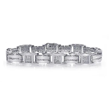 4.70 Karaat Kleine Briljant Geslepen Echt Diamanten Heren Schakelarmband WG 14K