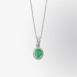 4,05 karaat groene smaragd en diamanten edelsteen hanger 14K wit goud