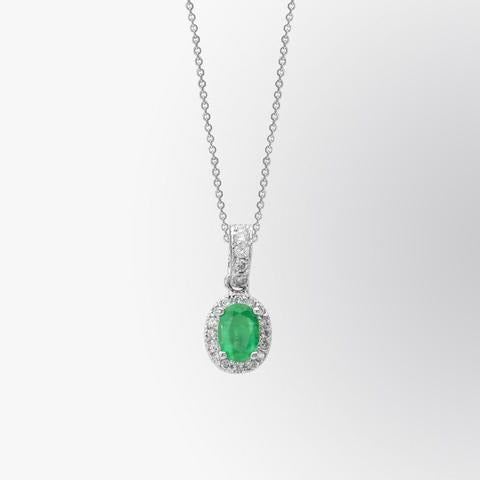 4,05 karaat groene smaragd en diamanten edelsteen hanger 14K wit goud