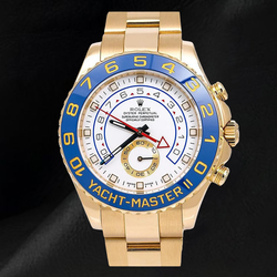 Rolex Yacht-Master II 116688 Witte Wijzerplaat 44 mm Blauwe Keramische Lunette 18K Geelgoud Horloge