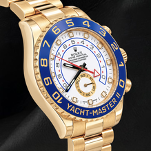 Afbeelding in Gallery-weergave laden, Rolex Yacht-Master II 116688 Witte Wijzerplaat 44 mm Blauwe Keramische Lunette 18K Geelgoud Horloge
