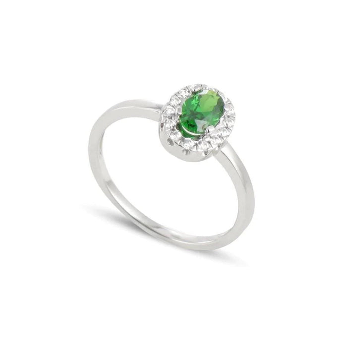 4,50 karaat ovale groene smaragd edelsteen en diamanten ring wit goud 14K