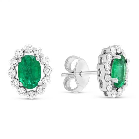4,70 karaat Prong Set groene smaragd met diamanten Stud Halo oorbellen