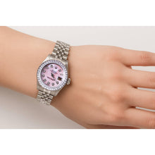 Afbeelding in Gallery-weergave laden, Rolex Datumjust roestvrij staal jubileumarmband roze dweil diamanten wijzerplaat dameshorloge
