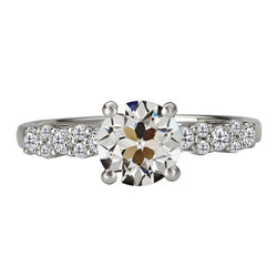 Antiek Cushion Fijne Diamant Aanzoek Ring in 14 Karaat Witgoud