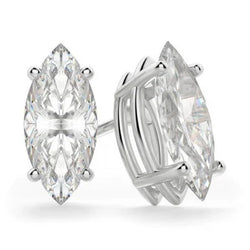 4 Ct Prong Set Marquise Cut Solitaire Natuurlijk Diamond Stud Earring Witgoud